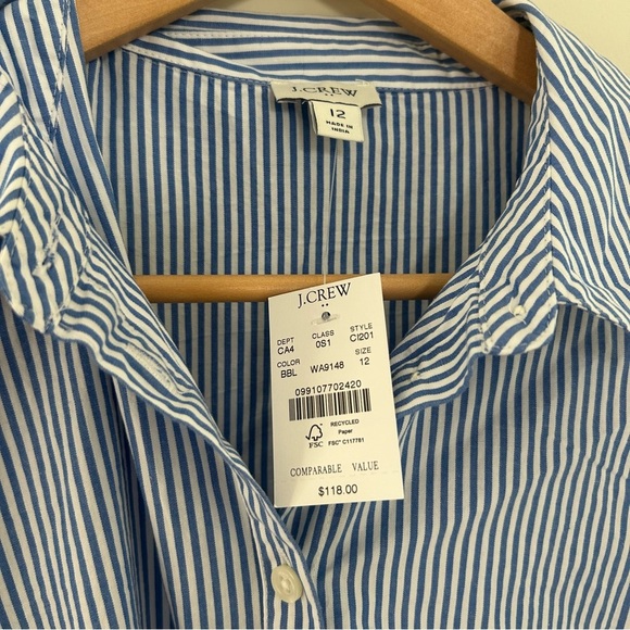 J.CREW Women's Short Sleeve Dress Size 12, Striped Cotton NWT - Picture 4 of 11